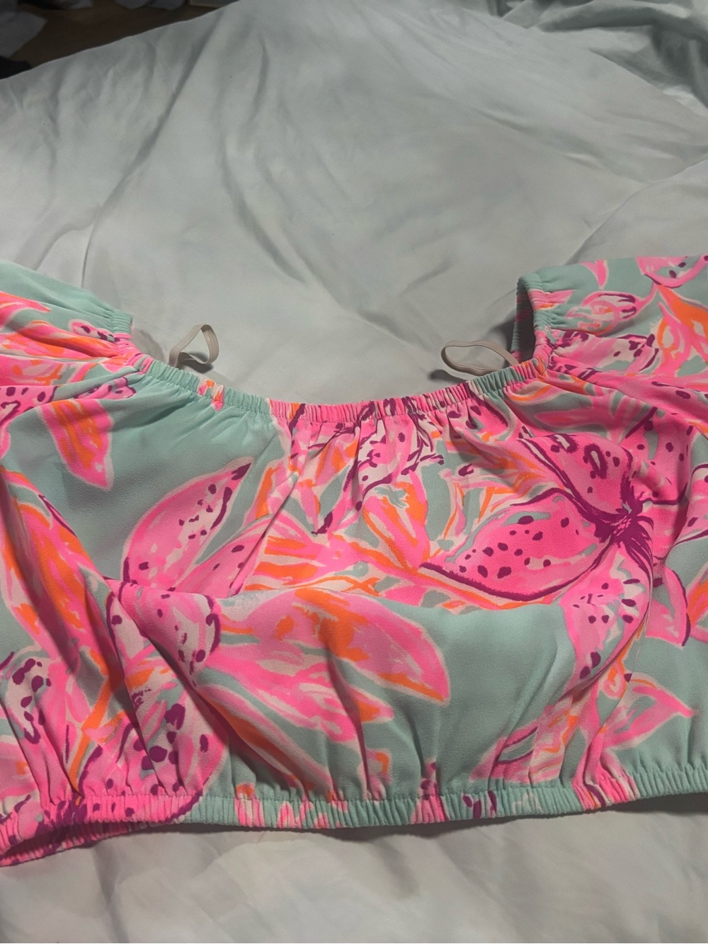 NWOT Lilly Pulitzer Esmeray Top Surf Blue Bonita Blooms Pink Size Extra Small